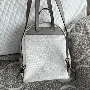 MICHAEL Michael Kors backpack with tag intact. Michael Kors Off-White Monogram Canvas & Tan Leather  main image 3
